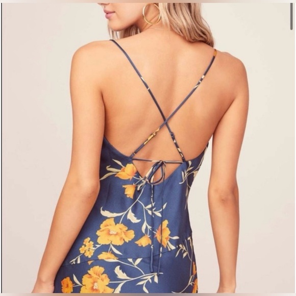 ASTR THE LABEL Gaia Slip Satin Midi Floral Dress size M NWT - Picture 2 of 7